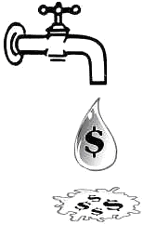 This is an image of a faucet dripping money.